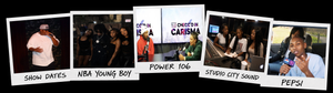 Luxurious Entertainment artists featured at Power 106 Los Angeles, Studio City Sound recording studios, NBA YoungBoy events, live performances, and Pepsi promotional campaigns